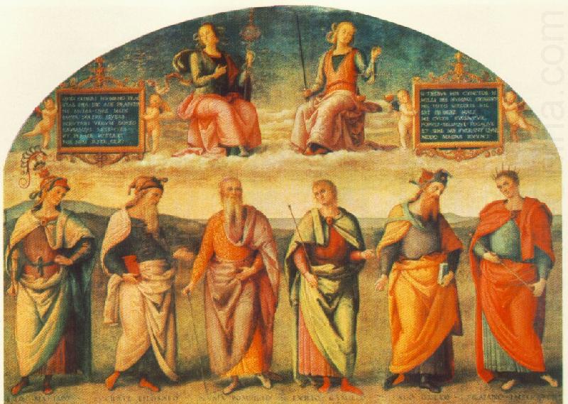 Prudence and Justice with Six Antique Wisemen, PERUGINO, Pietro